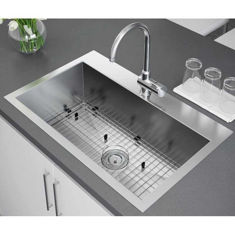 33'' L Single Bowl Stainless Steel Kitchen Sink 